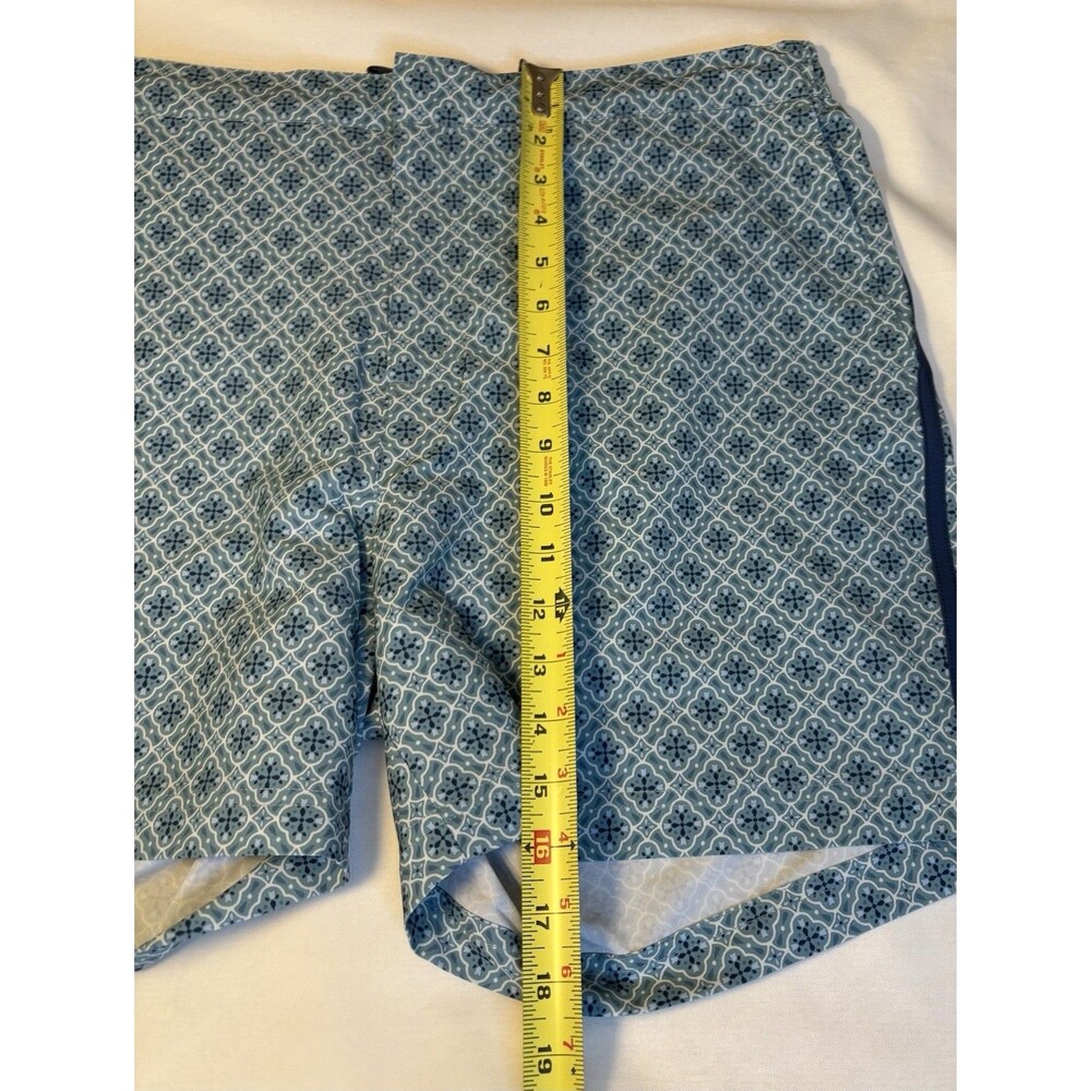 FAIR HARBOR Swim Trunks Men 36 Blue Geometric Lined 6" Shorts Pockets Beach Surf - Picture 11 of 13